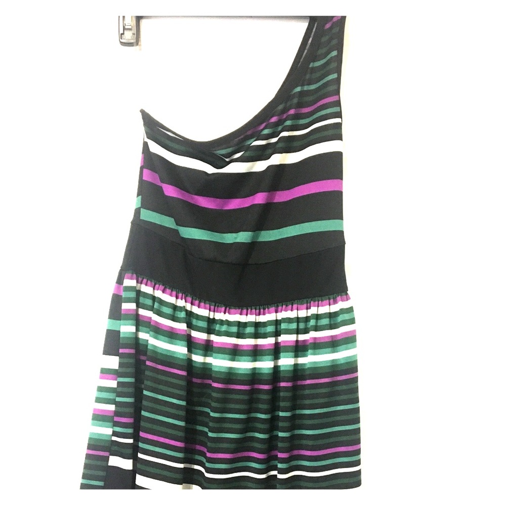 Striped side shoulder dress